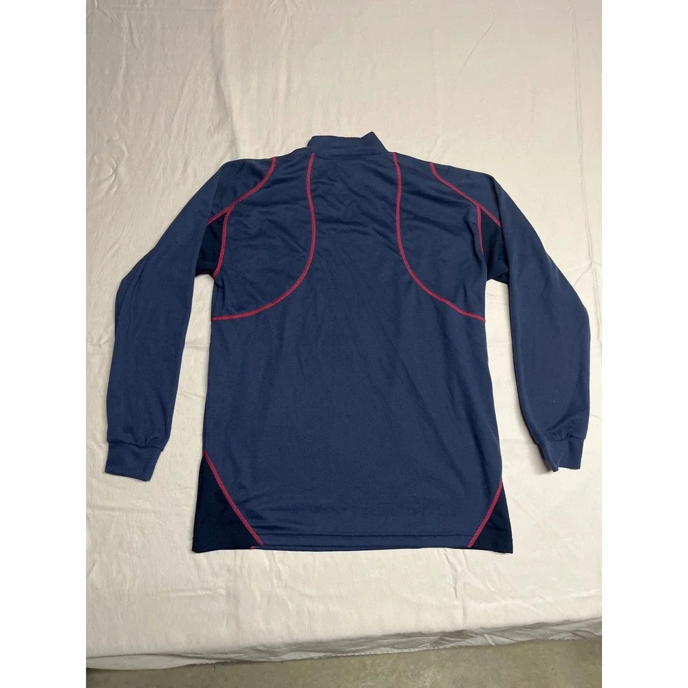 Mizuno Mens Long Sleeve Mock Neck Athletic Base Layer Navy Blue Red RN 89730 L - Picture 5 of 5